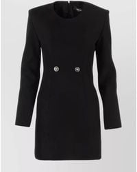 Versace - Virgin Wool Padded-Shoulder Mini Dress - Lyst