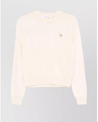 Maison Kitsuné - Wool Crew Neck Jumper With Ribbed Cuffs - Lyst