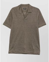 ZEGNA - Linen Polo Shirt Short Sleeves V Neck - Lyst