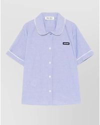 Miu Miu - Gingham Cotton Short-Sleeve Shirt - Lyst