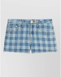 Ami Paris - Denim Shorts Checkered Pattern Belt Loops Pockets - Lyst