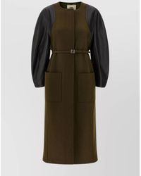 Fendi - Single-Breasted Midi Wool And Leather Coat - Lyst