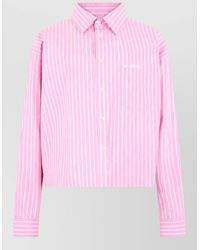 Balenciaga - Striped Cropped Cotton Shirt - Lyst