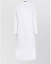 Balenciaga - Cotton Draped Back Long-Sleeve Shirt Midi Dress - Lyst