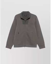 Emporio Armani - High Collar Zipped Knit Sweatshirt With Pockets - Lyst