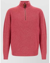 JW Anderson - High Collar Ribbed Knit Zip Sweater - Lyst