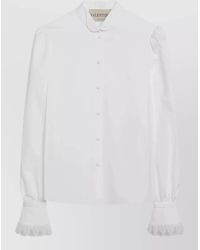 Valentino - Long Sleeve Top High Collar Ruffled Cuffs - Lyst