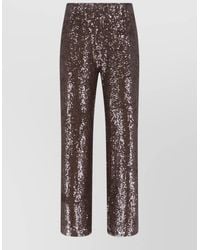P.A.R.O.S.H. - Straight Leg Trousers Elastic Waistband Sequins - Lyst