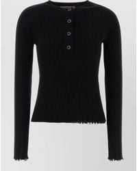 Uma Wang - Cashmere Henley Sweater Button Detail Frayed - Lyst