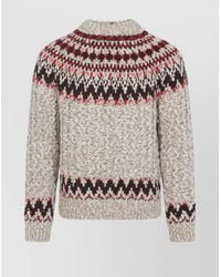 Moncler - Jacquard Wool Blend Sweater With Geometric Pattern - Lyst