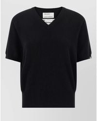 Extreme Cashmere - Cashmere Ribbed V-Neck Short-Sleeve Sweater - Lyst