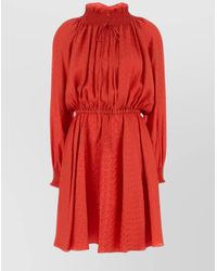 Fendi - Silk Jacquard Long Sleeve Mini Dress - Lyst