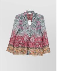 Pierre Louis Mascia - Floral Patterned Single-Breasted Silk Jacket - Lyst