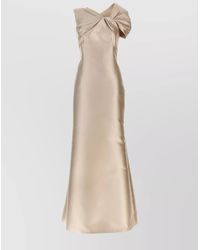 Alberta Ferretti - One Shoulder Draped Satin Floor-Length Dress - Lyst