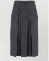 Prada - Flannel Skirt With Pleats And Belt Loops - Lyst