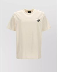 A.P.C. - Organic Cotton Embroidered Logo Crew Neck T-Shirt - Lyst