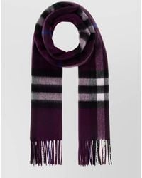 Burberry - Cashmere Scarf With Checked Design And Fringes - Lyst