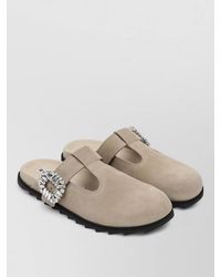 Roger Vivier - Mules Round Toe Flat Sole Suede Buckle - Lyst