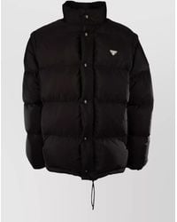 Prada - Padded Jacket High Collar Drawstring Hem - Lyst