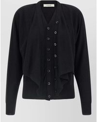 Lemaire - Ribbed Draped V-Neck Cardigan - Lyst