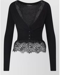 Ermanno Scervino - Cashmere V-Neck Lace Layered Long-Sleeve Cardigan - Lyst