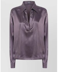 Tom Ford - Silk Satine Polo Shirt Long Sleeves - Lyst