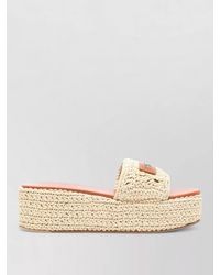 Versace - Platform Fabric Mules Open Toe Braid - Lyst