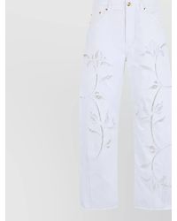 Alberta Ferretti - Cotton High-Rise Perforated Wide-Leg Jeans - Lyst