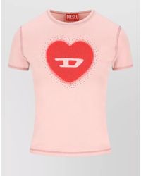 DIESEL - Cotton Slim-Fit Ribbed Heart-Print T-Shirt - Lyst