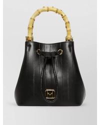 Marella - Textured Bucket Bag Bamboo Handle Hardware - Lyst