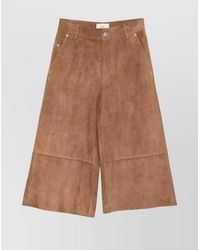 Ami Paris - Suede Leather Wide-Leg Trousers - Lyst
