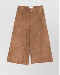 Ami Paris - Goat Suede Wide-Leg Trousers Pockets - Lyst