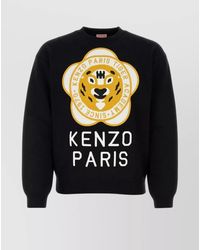 KENZO - Ribbed Knit Crew Graphic Print - Lyst