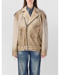 Golden Goose - Leather Oversized Asymmetric-Zip Biker Jacket - Lyst