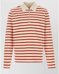 Jil Sander - Cotton Polo Shirt Striped Knit Long Sleeves - Lyst
