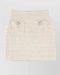 Self-Portrait - Wool Miniskirt Textured Fabric Front Pockets Buttons - Lyst