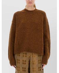 Uma Wang - Fuzzy Texture Wool Blend Sweater With Crew Neckline - Lyst