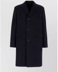 Prada - Wool Coat With Long Sleeves And Notched Lapel - Lyst