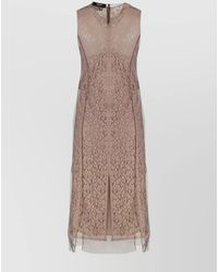 Fendi - Sheer Panels Layered Lace Midi Dress - Lyst
