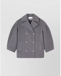 Ganni - Cashmere Blend Double Breasted Midi Coat - Lyst
