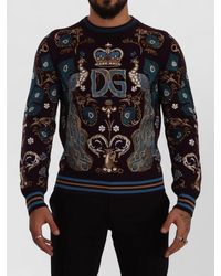 Dolce & Gabbana - Bordeaux Cashmere Dg Crown Embroidered Sweater - Lyst