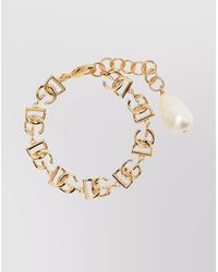 Dolce & Gabbana - Logo Chain Link Bracelet With Pearl Detail - Lyst