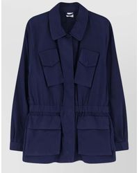 Aspesi - Cotton Jacket Collars Pockets Elastic Waistband - Lyst