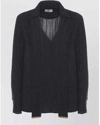 Elisabetta Franchi - Viscose Blouse Long Sleeves Bow Tie - Lyst