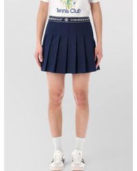 CASABLANCA - Pleated Logo-Print Mini Skirt - Lyst