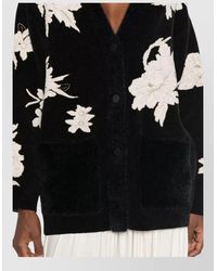 forte_forte - Floral-Embroidered Brushed V-Neck Cardigan - Lyst