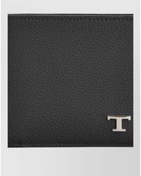 Tod's - Calfskin Bi Fold Textured Leather Wallet - Lyst