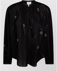 forte_forte - Embroidered Cotton Blouse High Neck Long Sleeves - Lyst