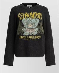 Ganni - Teddy Crew Neck Sweater Graphic Design - Lyst