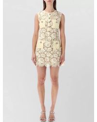 Self-Portrait - Lace Mini Dress Diamanté Trim Pockets - Lyst